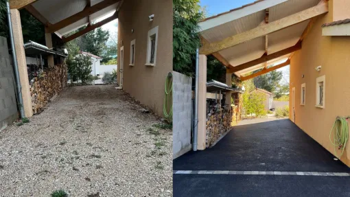 Pose d'enrobé à Villeneuve, Saint-Georges-de-Reneins, MUTIN TP