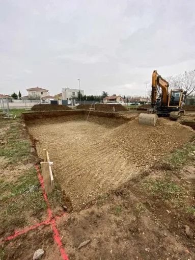 Réalisation du terrassement d'une maison individuelle à Belleville en Beaujolais, Saint-Georges-de-Reneins, MUTIN TP
