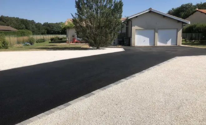 Création d'un chemin d'accès en enrobé, structuration des abords aux Portes de Lyon (69), Saint-Georges-de-Reneins, MUTIN TP