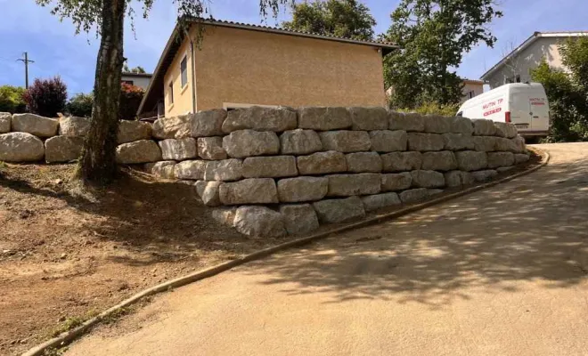 Mur de soutènement en enrochement à Frans (01), Saint-Georges-de-Reneins, MUTIN TP