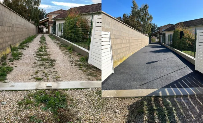Pose d'enrobé à Villeneuve, Saint-Georges-de-Reneins, MUTIN TP