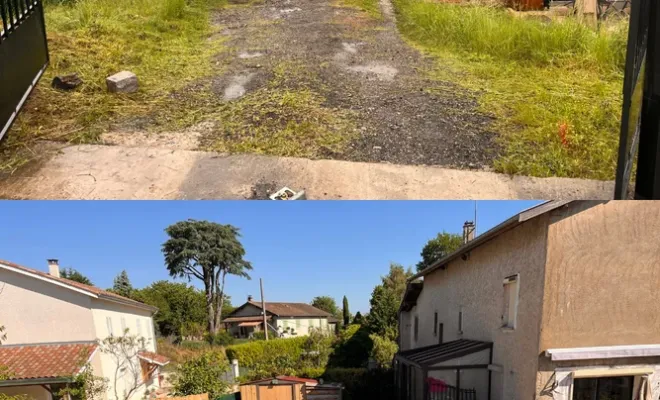 Réfection d'une cour sur la commune de Misérieux dans l'Ain, Saint-Georges-de-Reneins, MUTIN TP